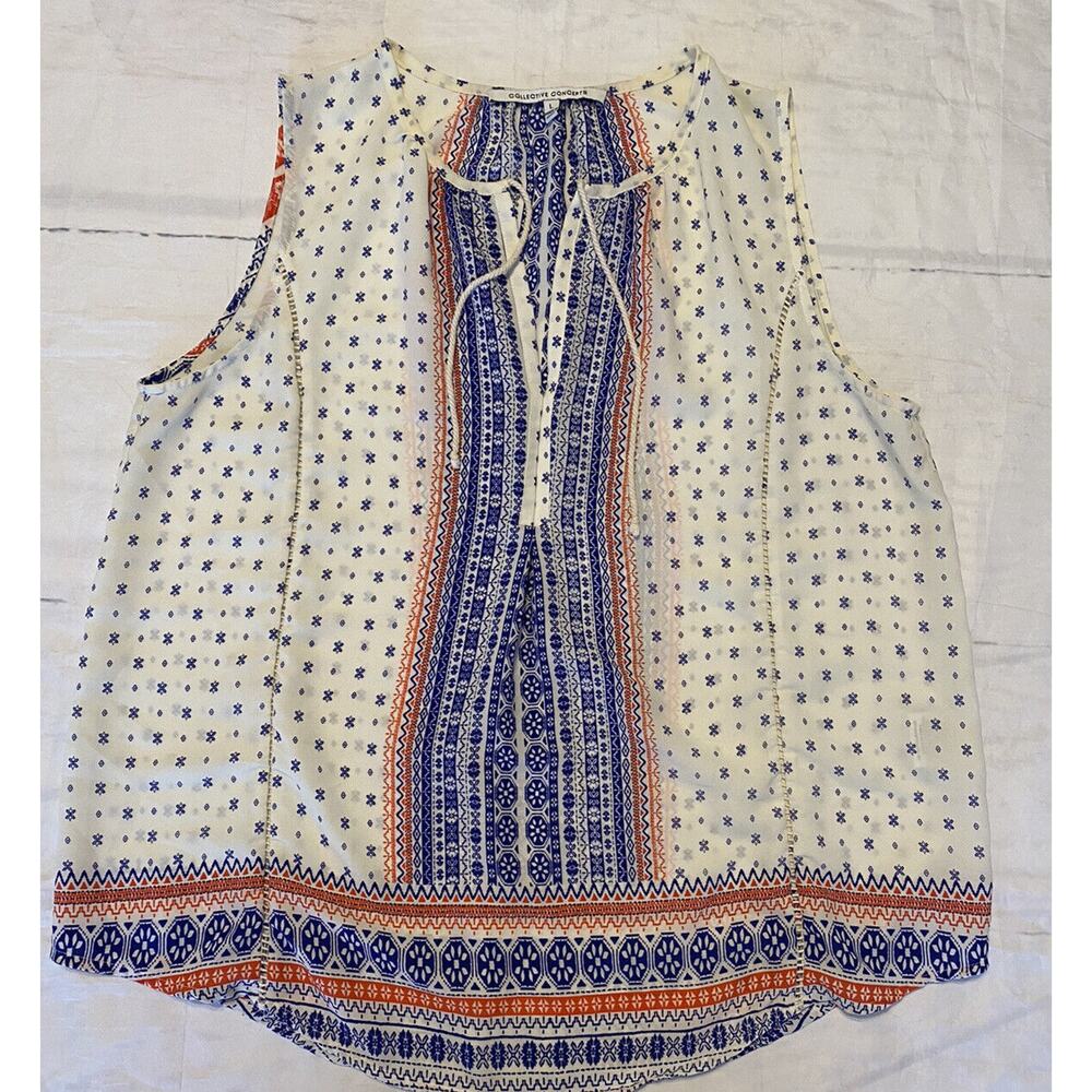 Collective‎ Concepts Multi Color Sleeveless Blouse Top Shirt Large (c)